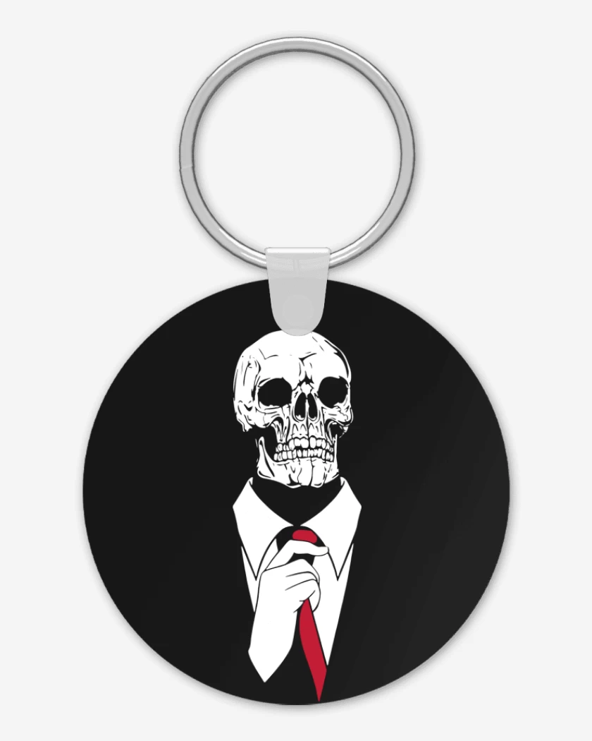 Llavero Negro de Calavera Corbata