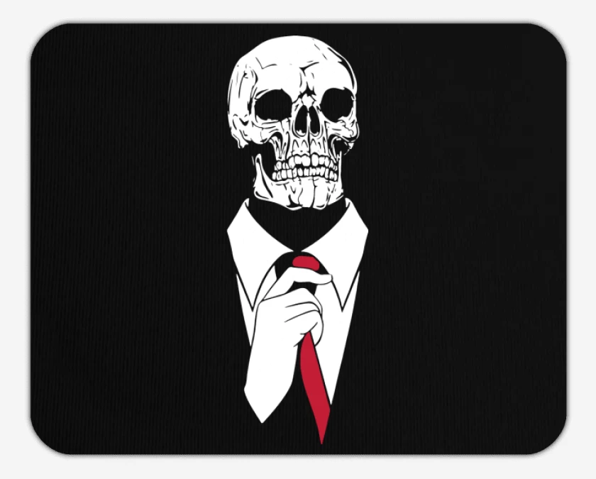 Mousepad Negro de Calavera Corbata