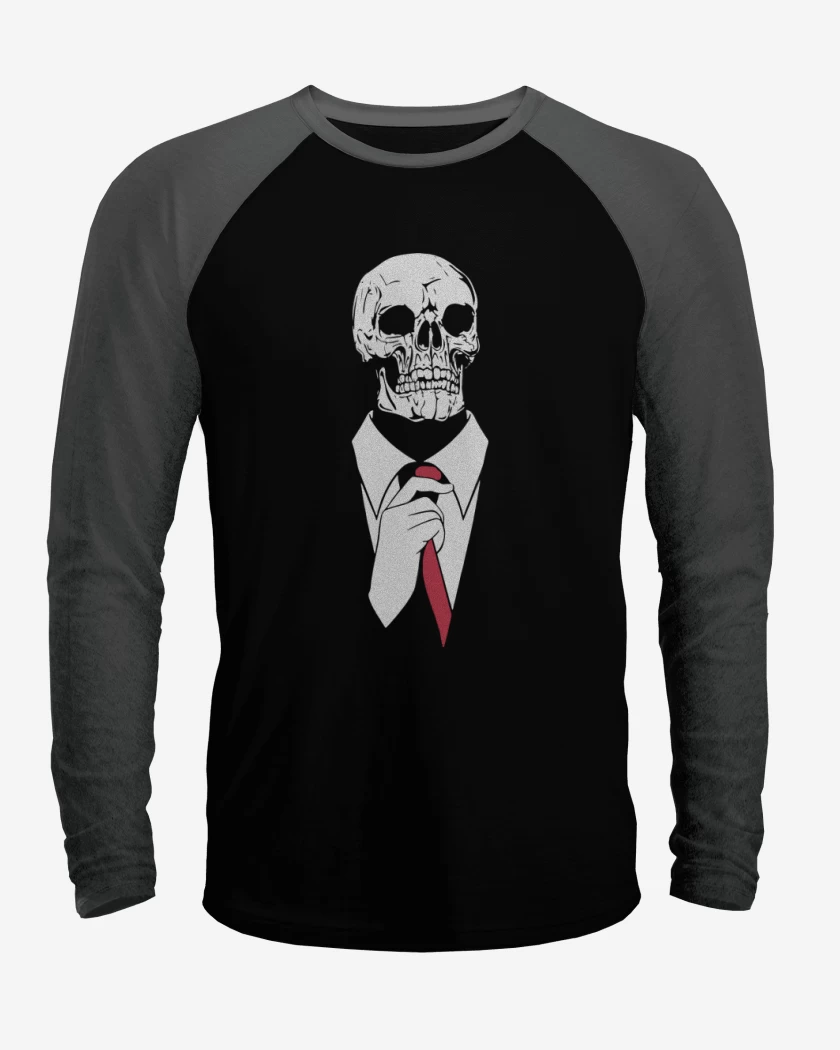 Polera Raglan Negro / Negro Heather de Calavera Corbata