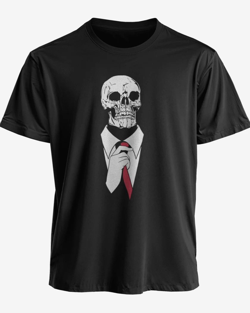 Polera premium Negro de Calavera Corbata