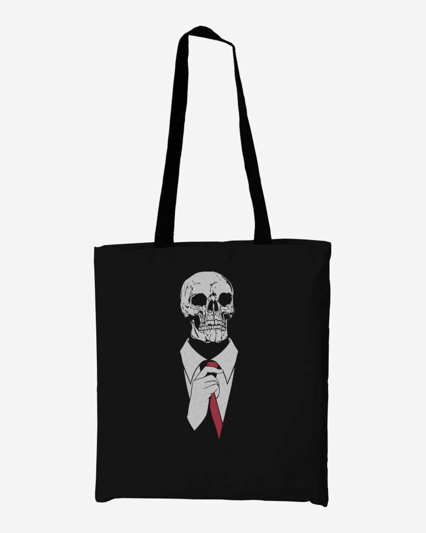 Totebag Negro de Calavera Corbata