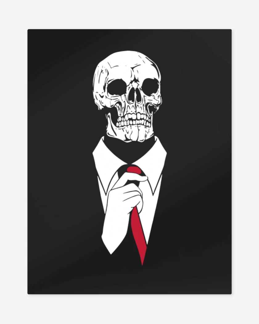 Print metalico Negro de Calavera Corbata