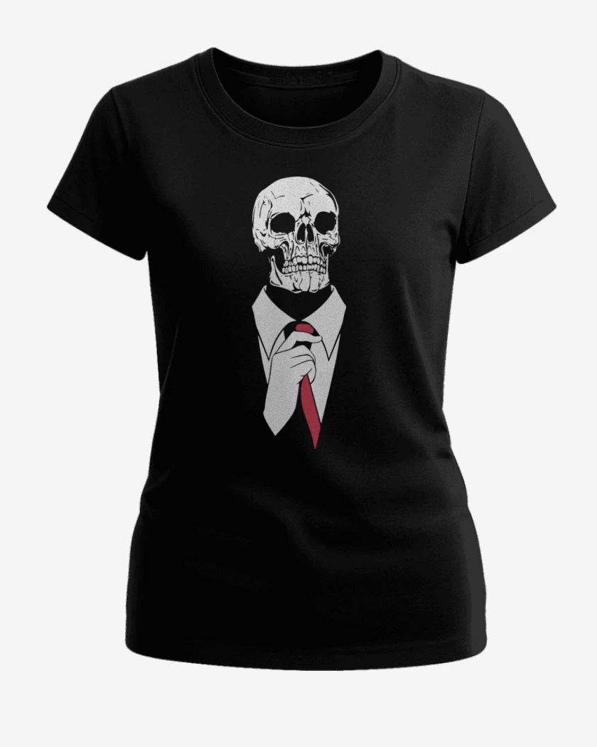 Polera de Mujer Negro de Calavera Corbata