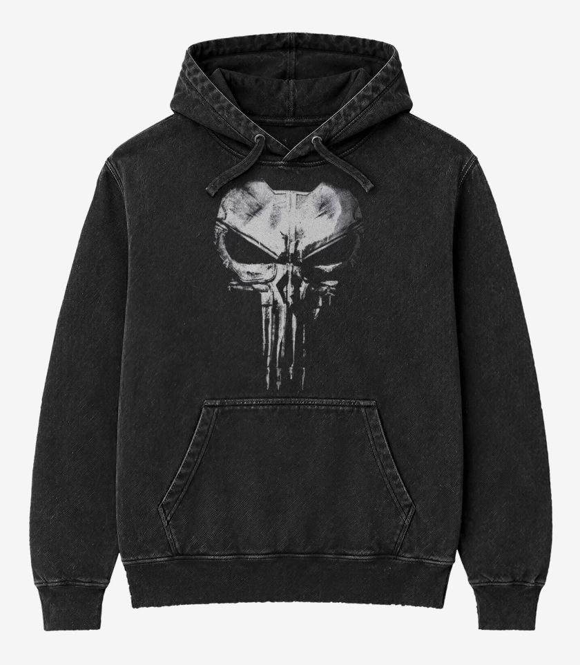 Poleron Canguro Acid Wash Negro de El que castiga 2