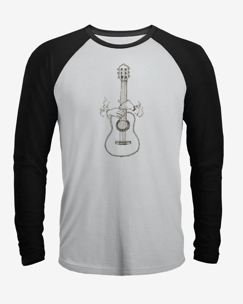 Polera Raglan Blanco / Negro de Guitarra 3