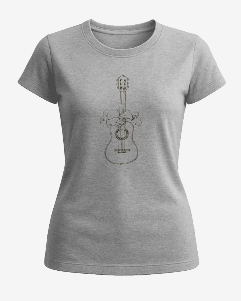 Polera de Mujer Gris Melange de Guitarra 3