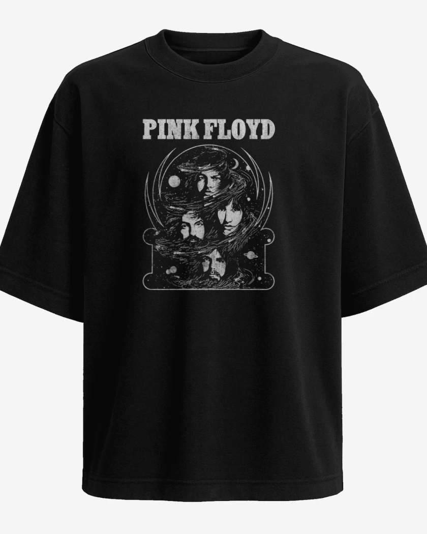 Polera Oversize Negro de Pink Floyd faces