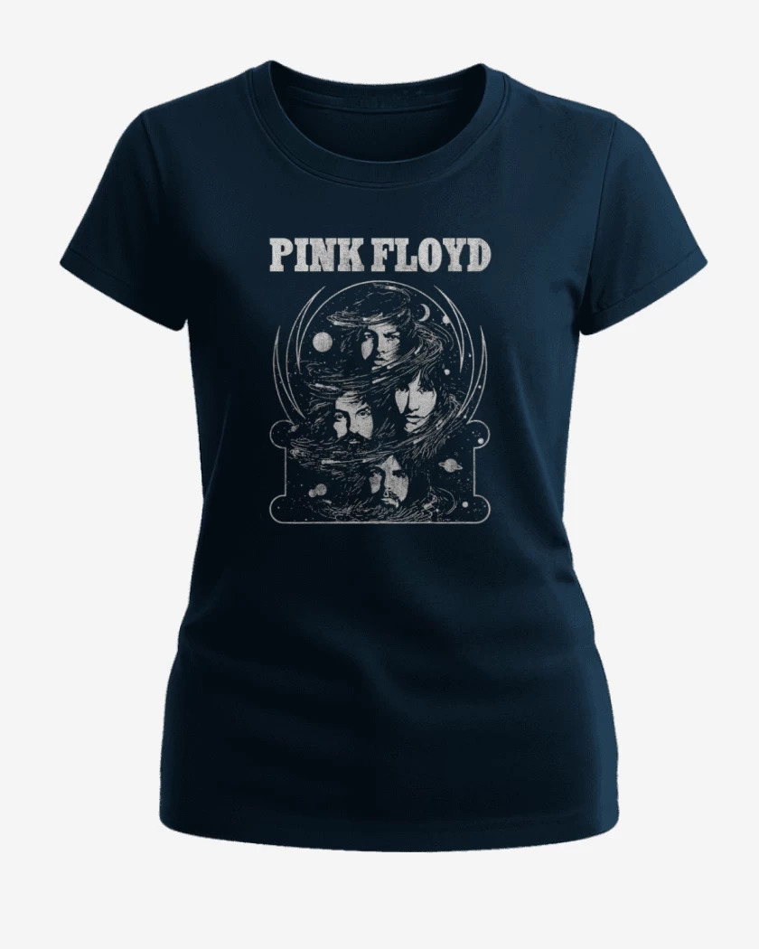Polera de Mujer Azul Marino de Pink Floyd faces