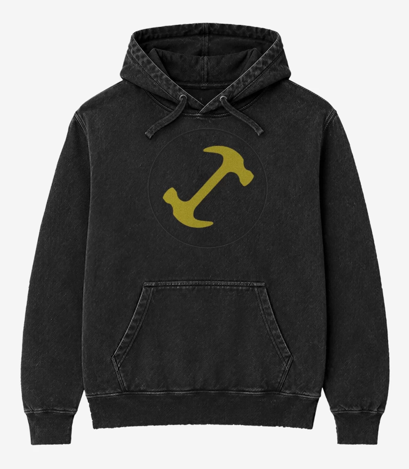 Poleron Canguro Acid Wash Negro de Magios