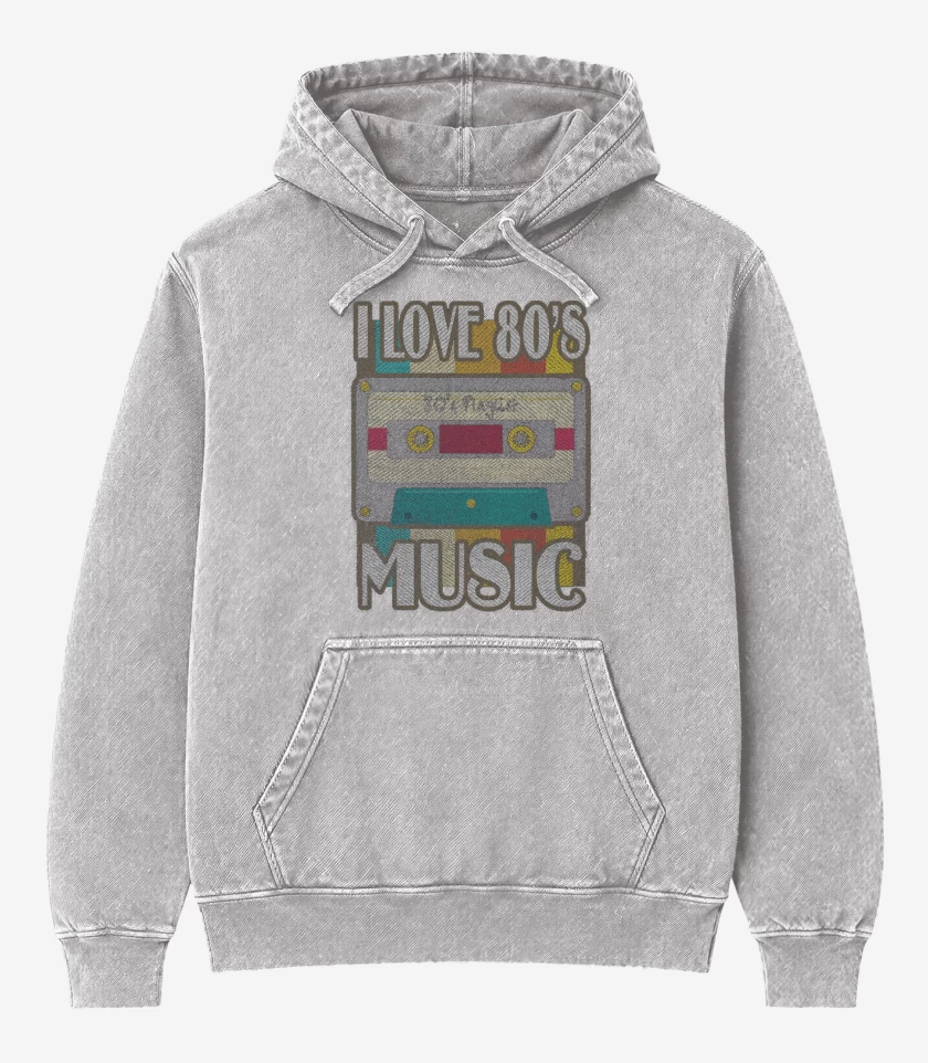 Poleron Canguro Acid Wash Gris Melange de I LOVE 80s