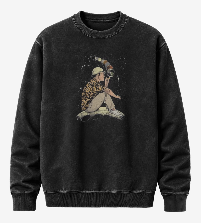 Poleron Polo Acid Wash Negro de Pipa Luna 