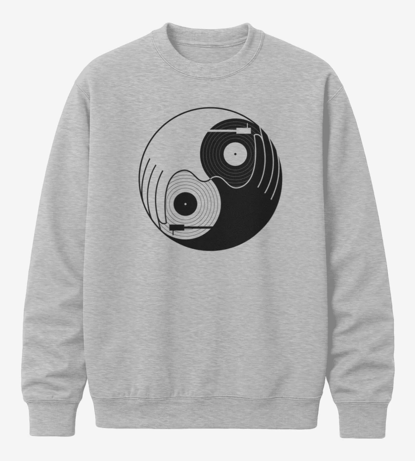 Poleron polo Gris Melange de Yin y yang dj 
