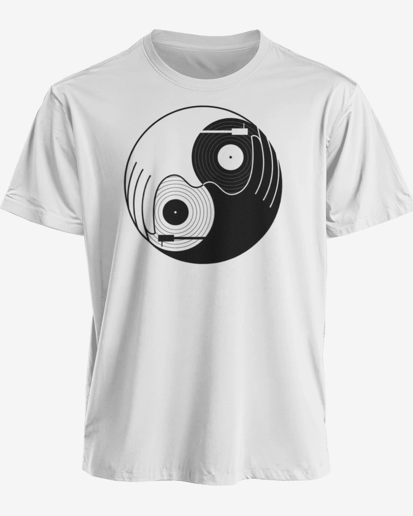 Polera premium Blanco de Yin y yang dj 