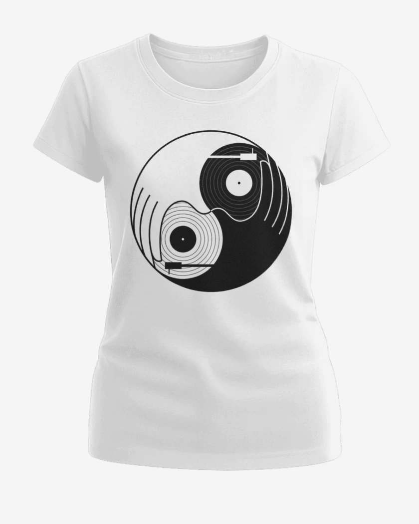 Polera de Mujer Blanco de Yin y yang dj 