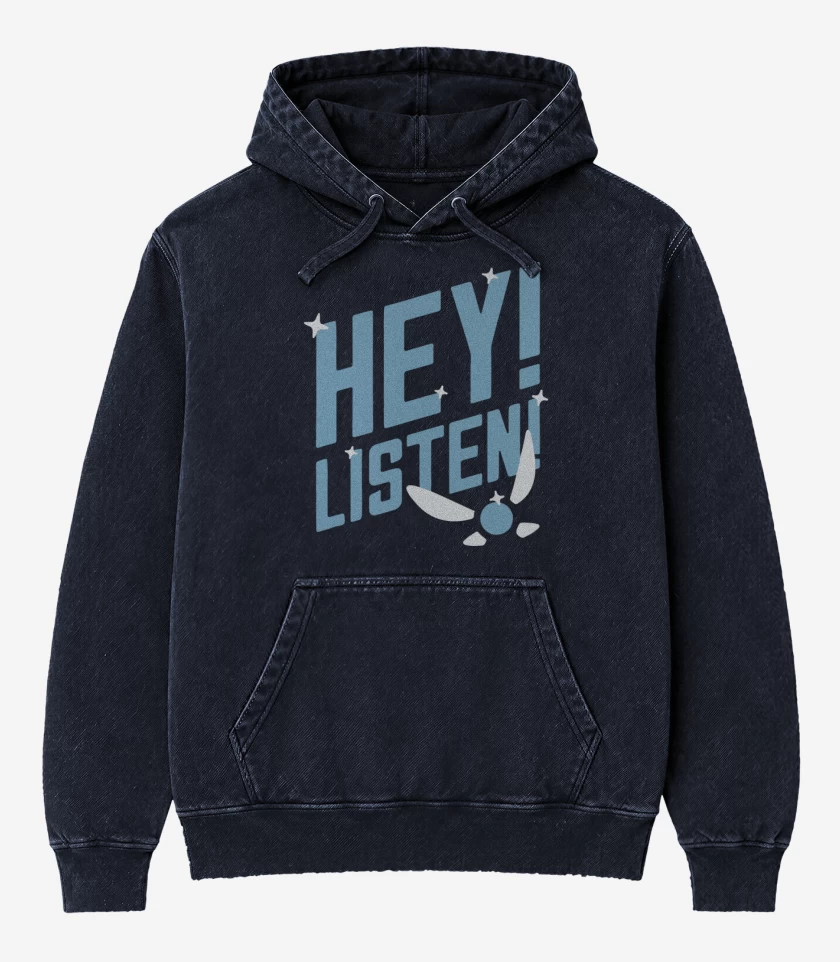 Poleron Canguro Acid Wash Azul Marino de Hey! Listen!