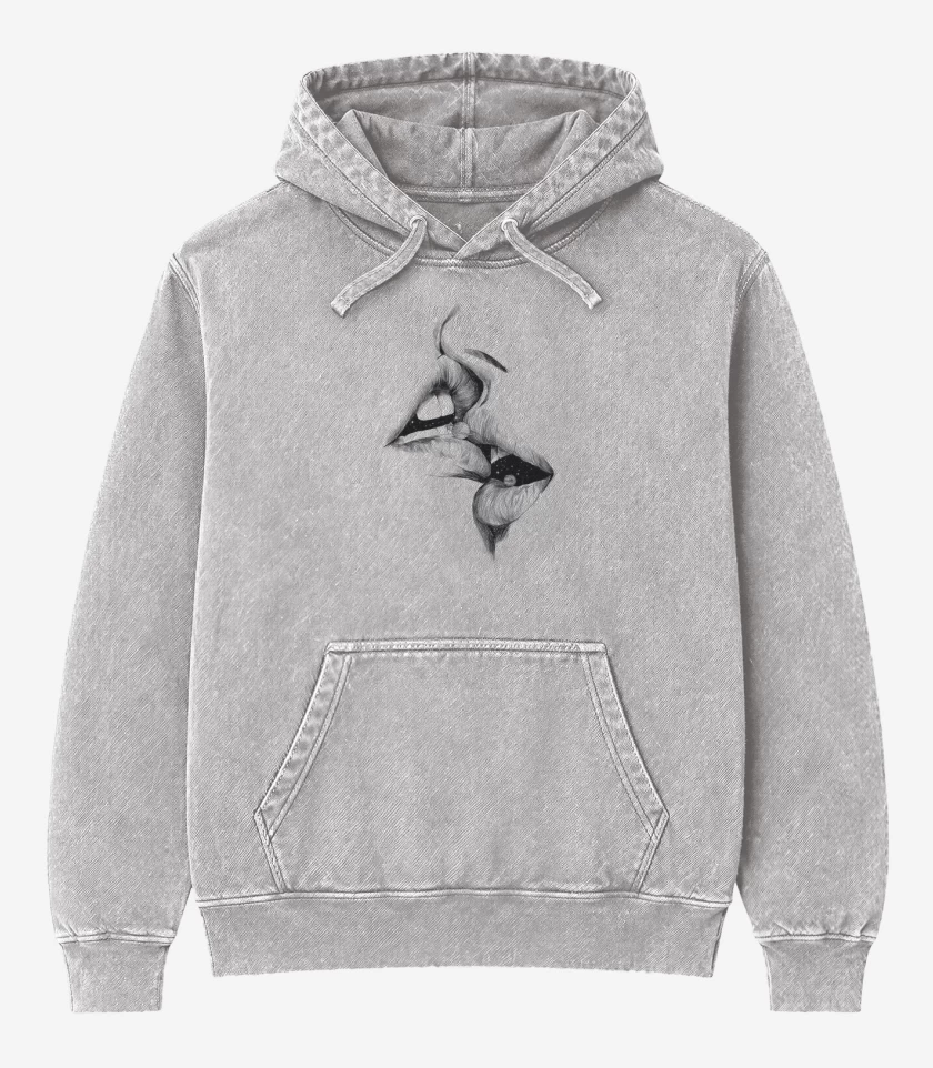 Poleron Canguro Acid Wash Gris Melange de Kiss Universal