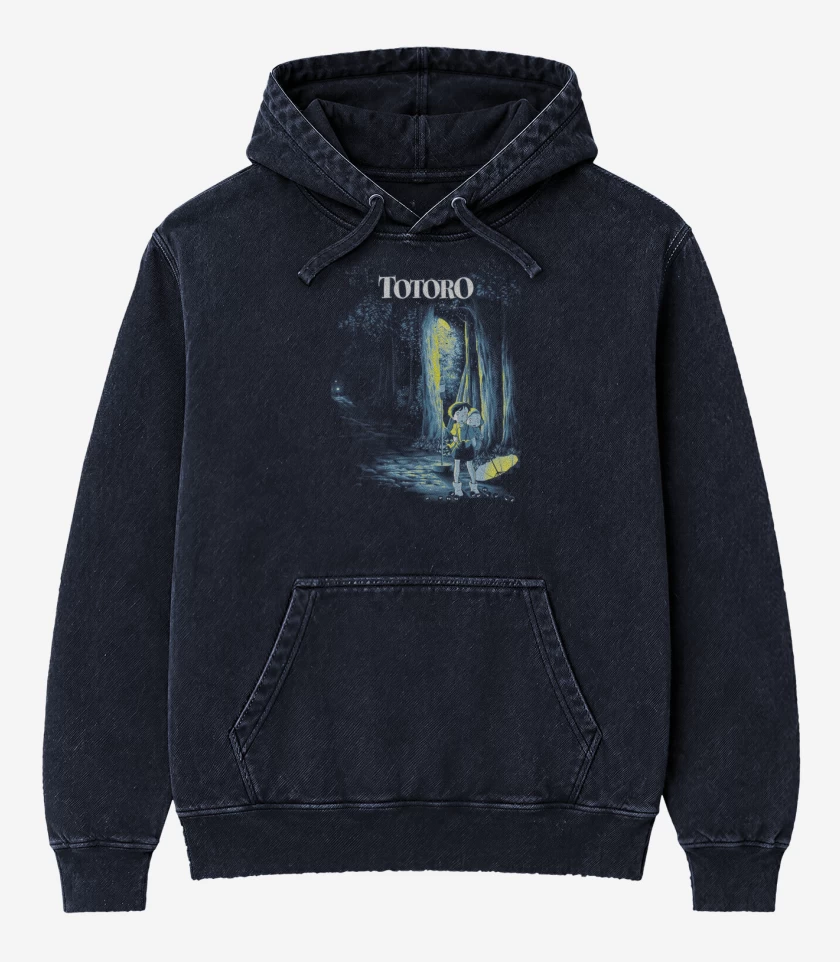 Poleron Canguro Acid Wash Azul Marino de Totoro 10