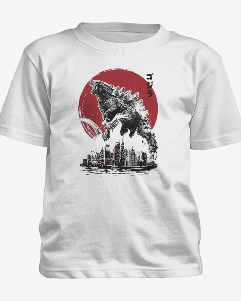 Polera de niño Blanco de godzilla II