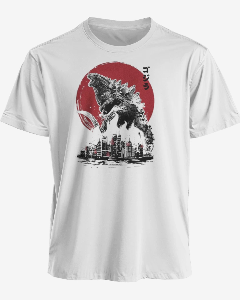 Polera premium Blanco de godzilla II