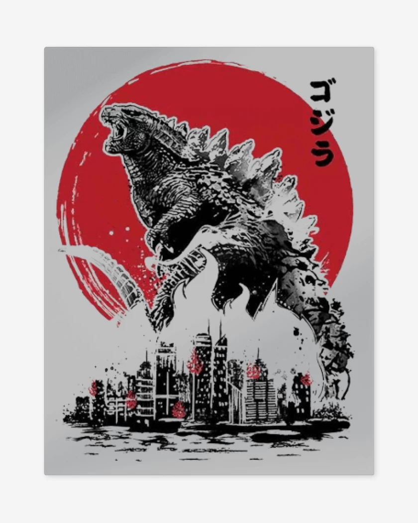 Print metalico Gris Melange de godzilla II