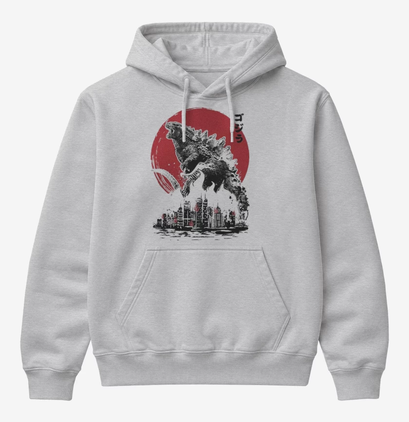 Poleron Canguro básico Gris Melange de godzilla II