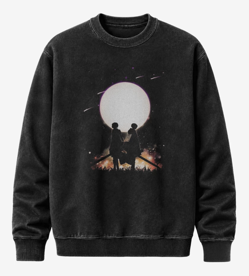 Poleron Polo Acid Wash Negro de Shingeki no Kyojin 