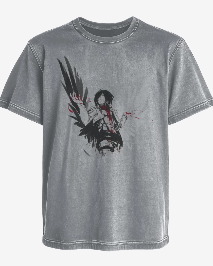 Polera desgastada Gris Melange de Mikasa 