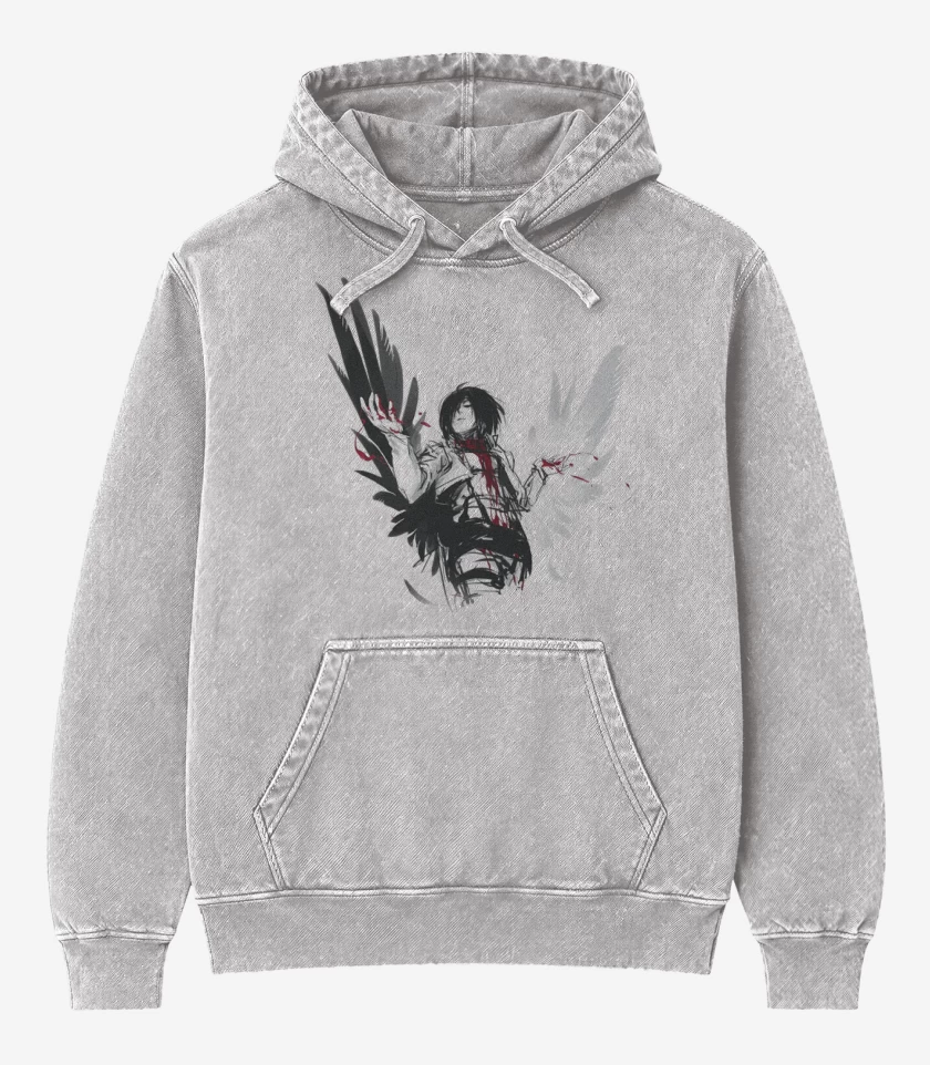 Poleron Canguro Acid Wash Gris Melange de Mikasa 