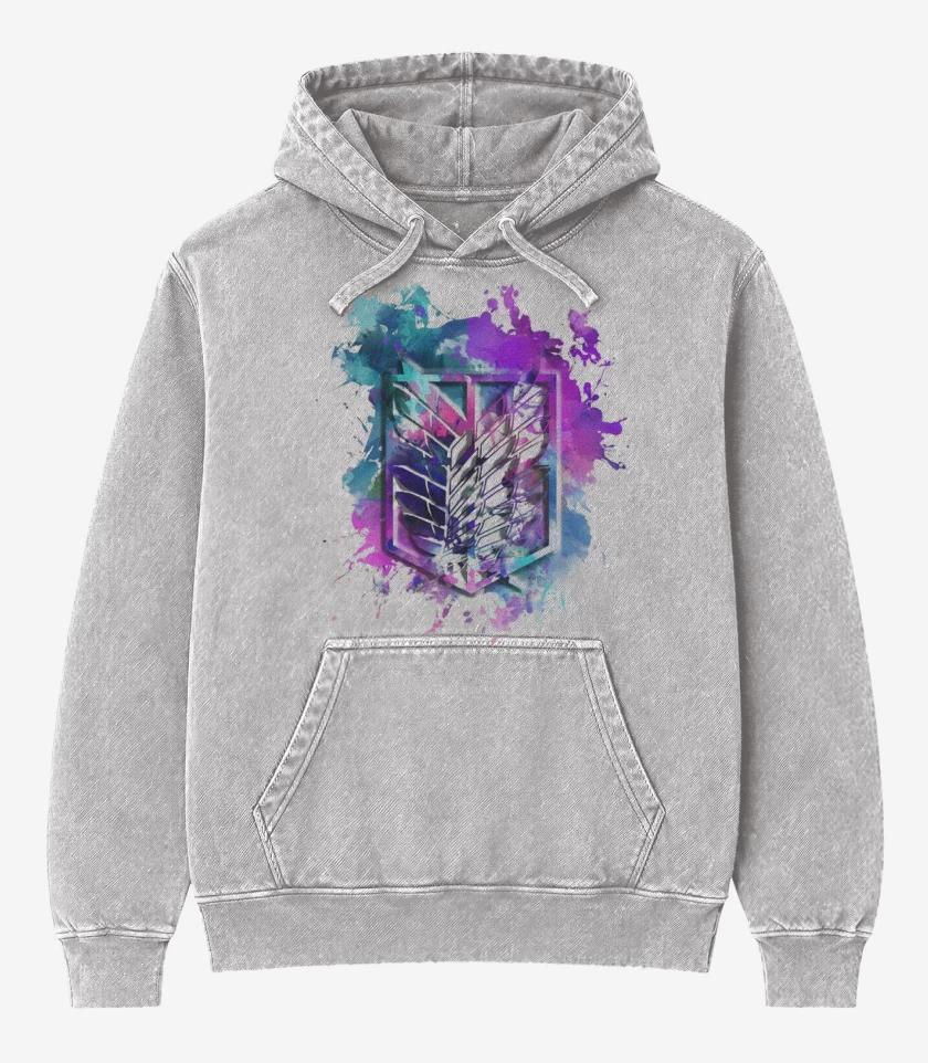 Poleron Canguro Acid Wash Gris Melange de Liberty colors