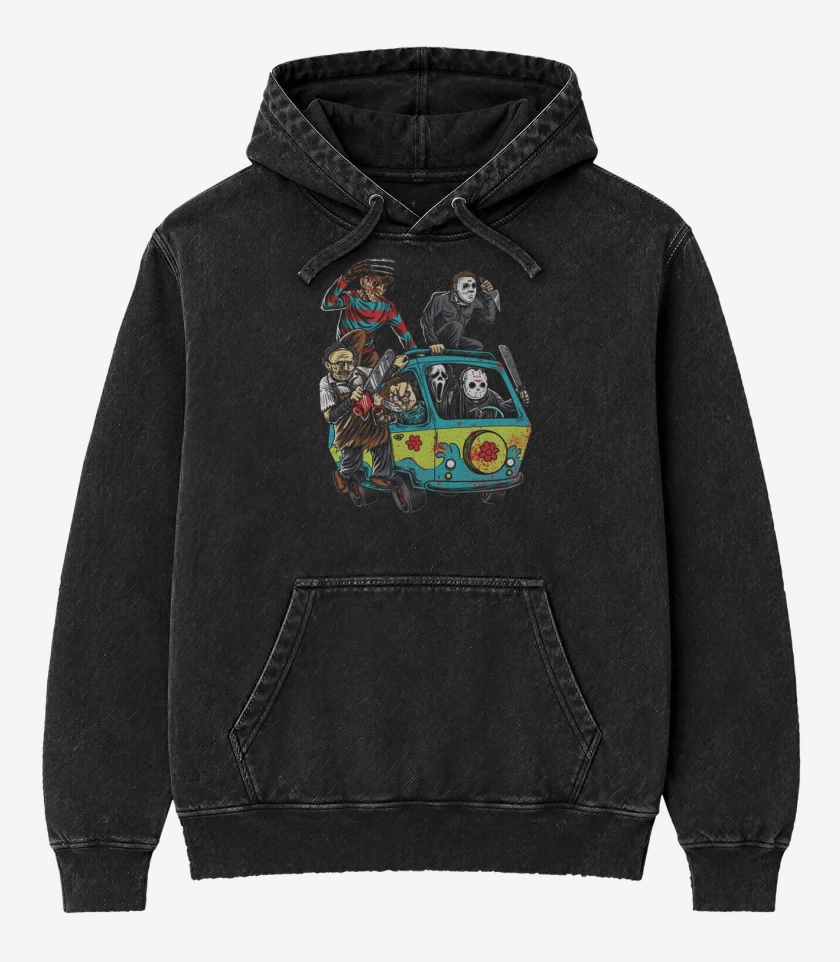 Poleron Canguro Acid Wash Negro de El manso vacileee