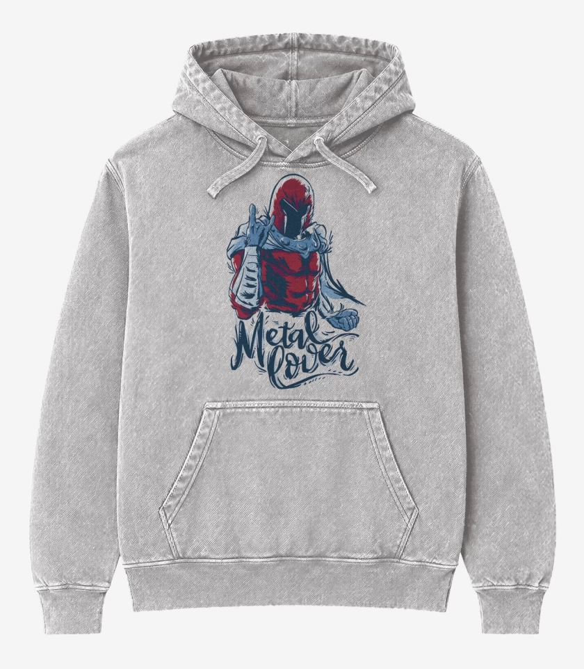 Poleron Canguro Acid Wash Gris Melange de Magneto