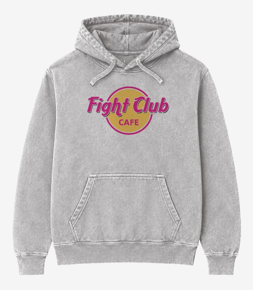 Poleron Canguro Acid Wash Gris Melange de Fight club 2