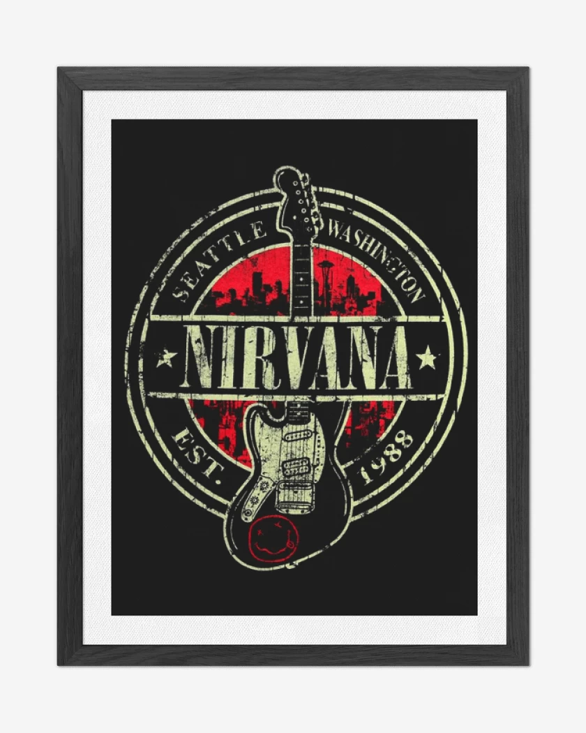 Cuadro decorativo Negro de Nirvana Seattle