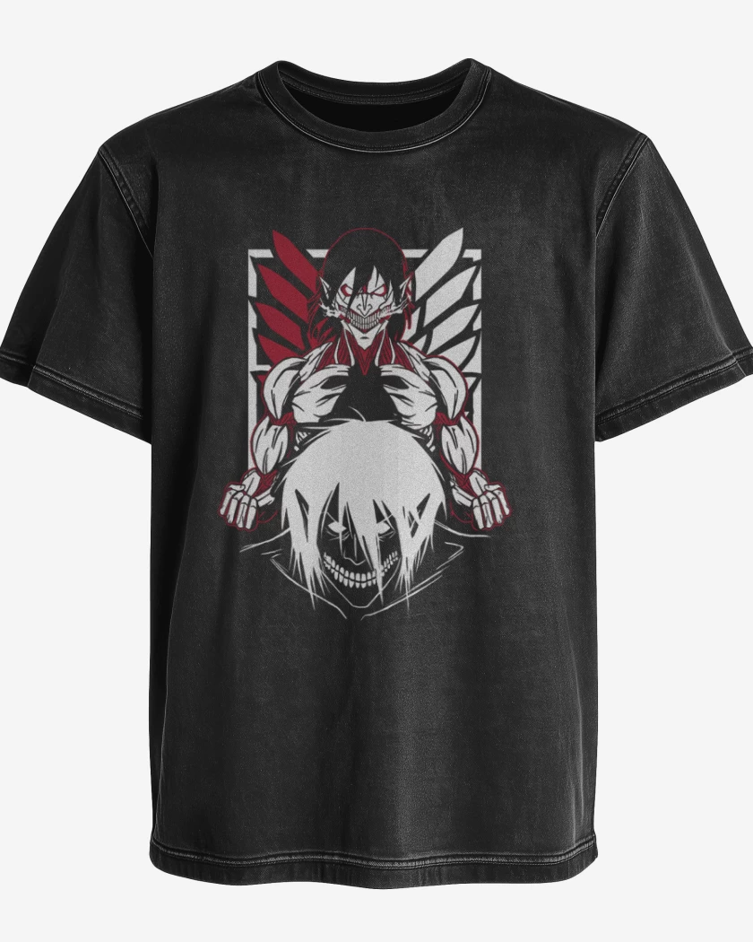 Polera desgastada Negro de Titan eren 3