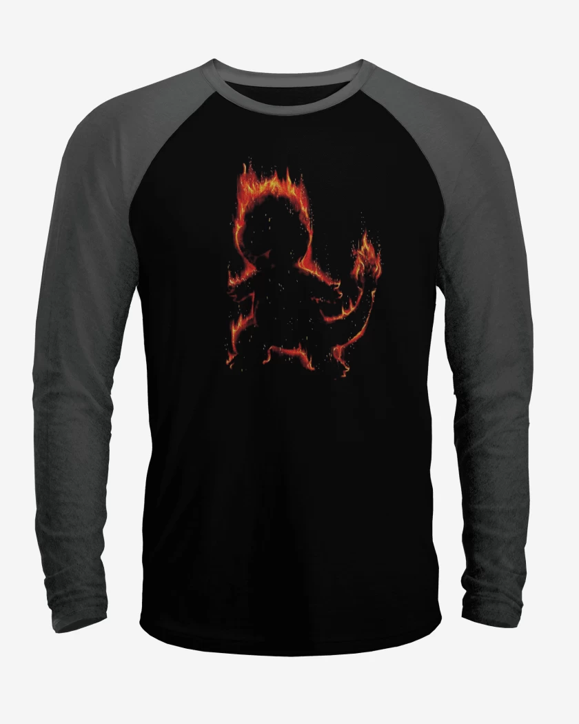 Polera Raglan Negro / Negro Heather de Tipo fuego I
