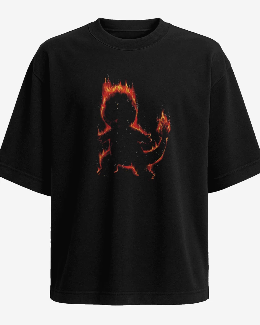 Polera Oversize Negro de Tipo fuego I