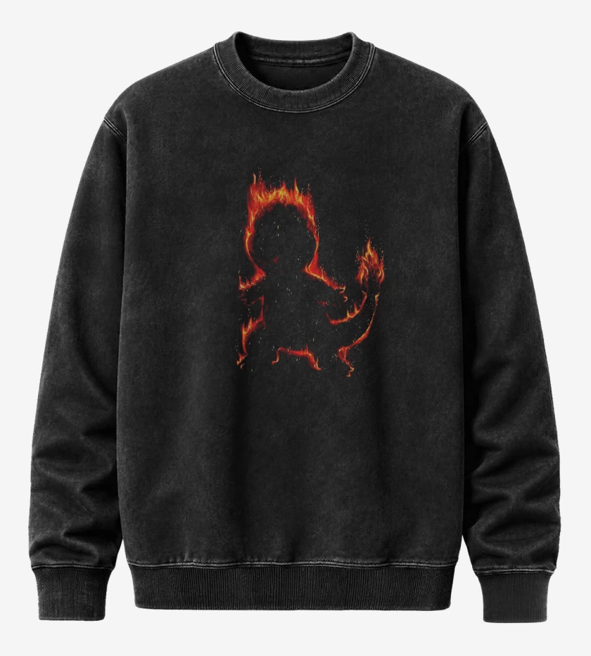 Poleron Polo Acid Wash Negro de Tipo fuego I