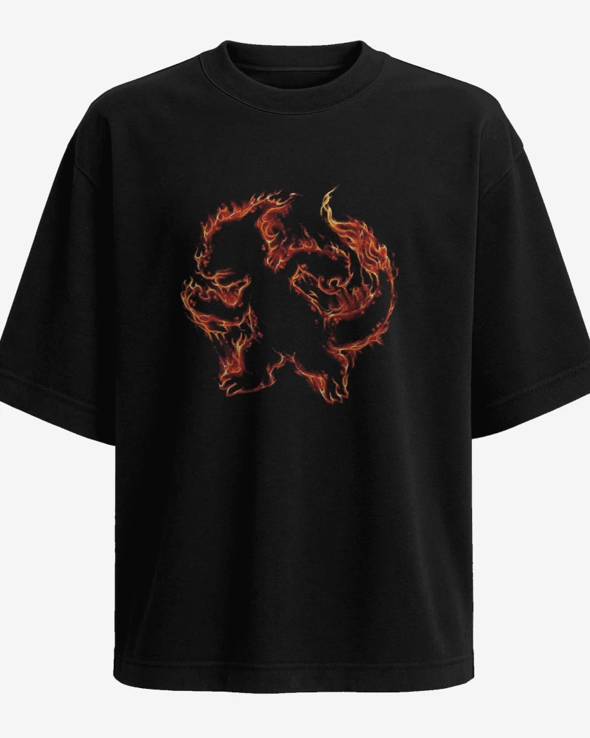Polera Oversize Negro de Tipo fuego II