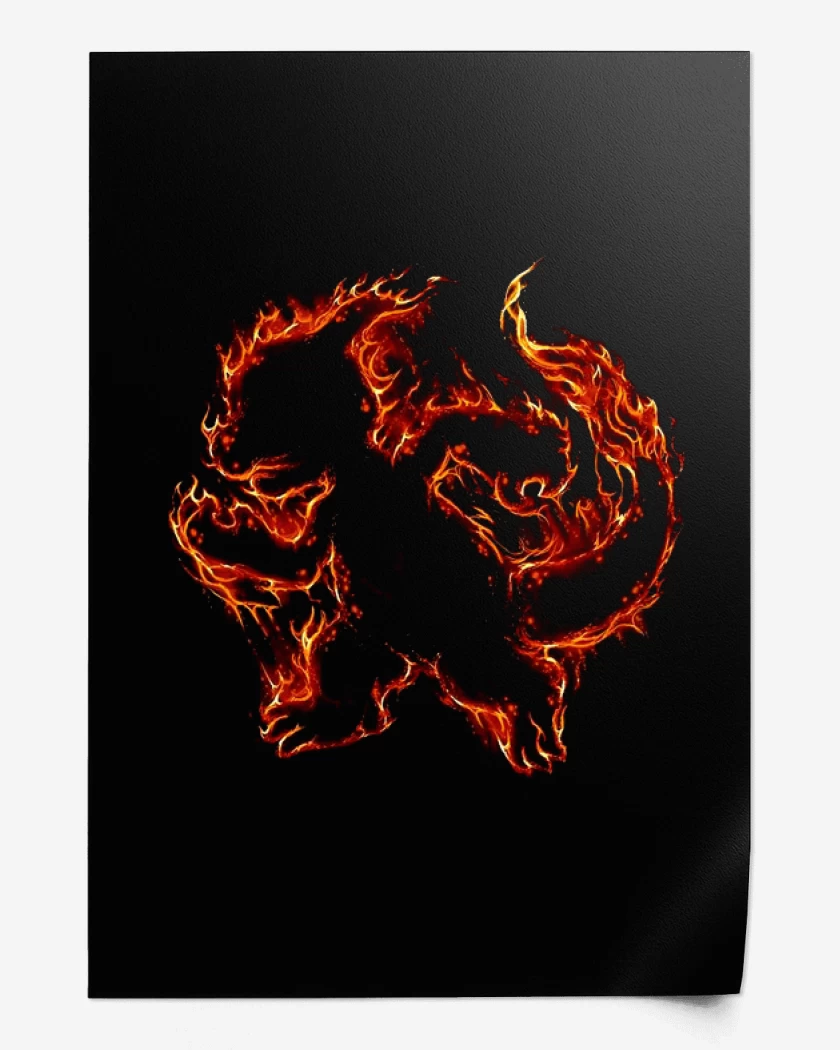 Print Negro de Tipo fuego II