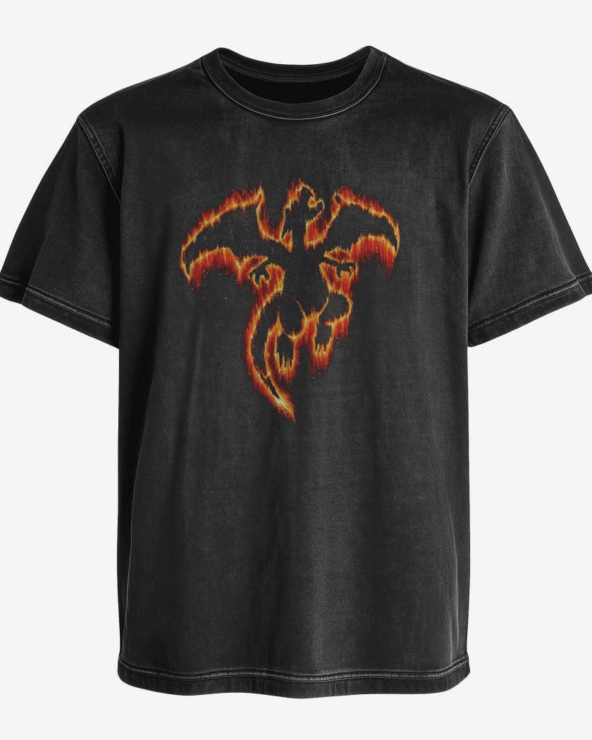 Polera desgastada Negro de Tipo fuego III