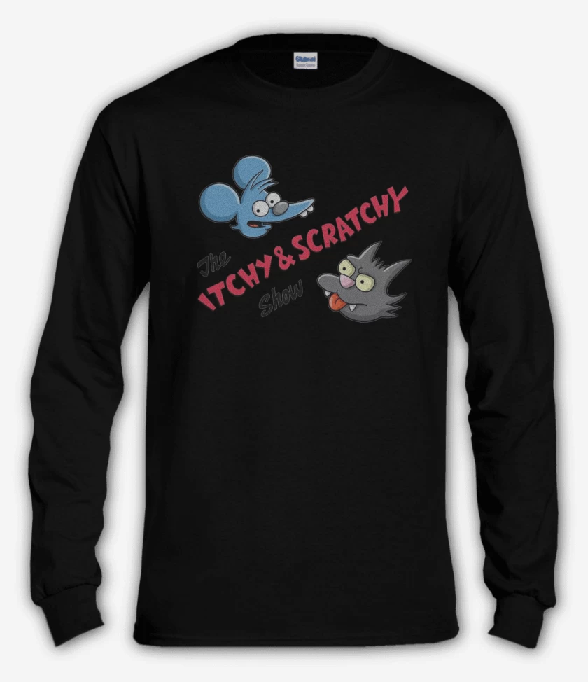 Polera manga larga Negro de The Itchy and Scratchy show