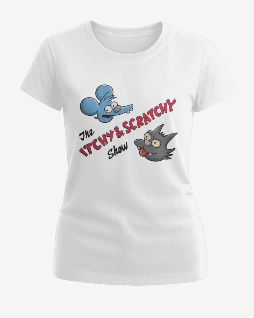 Polera de Mujer Blanco de The Itchy and Scratchy show