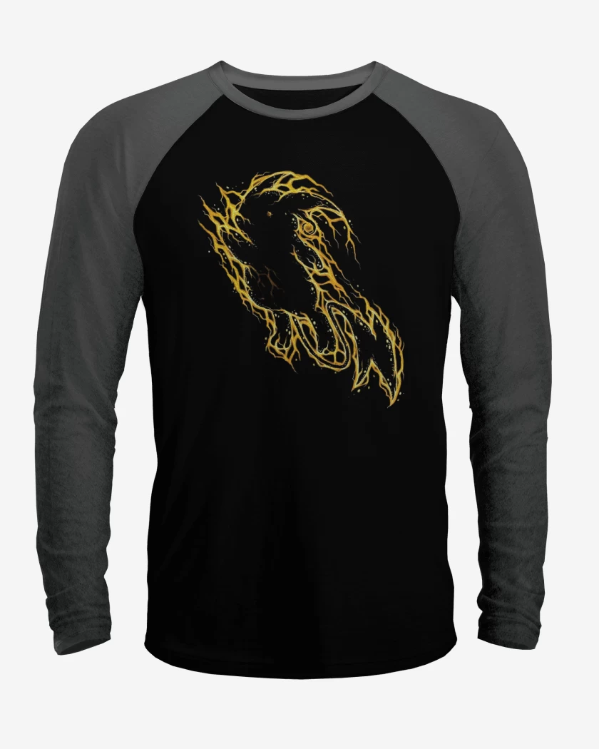 Polera Raglan Negro / Negro Heather de Tipo electrico II