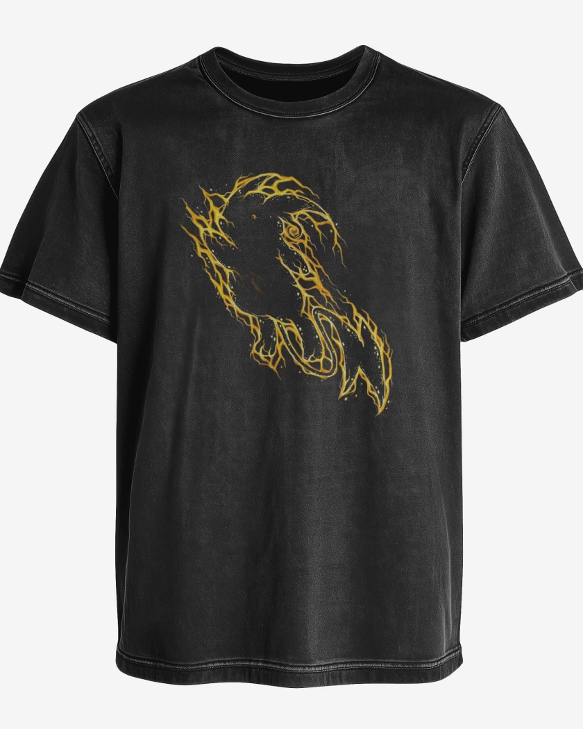 Polera desgastada Negro de Tipo electrico II