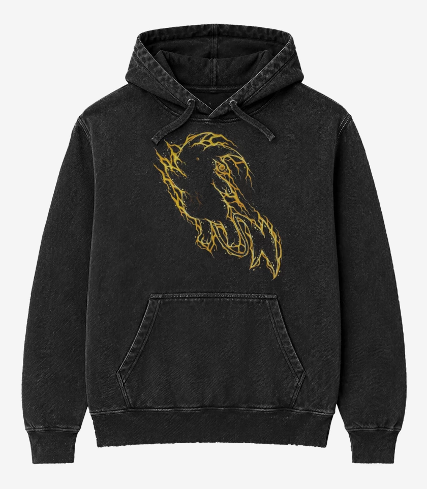 Poleron Canguro Acid Wash Negro de Tipo electrico II