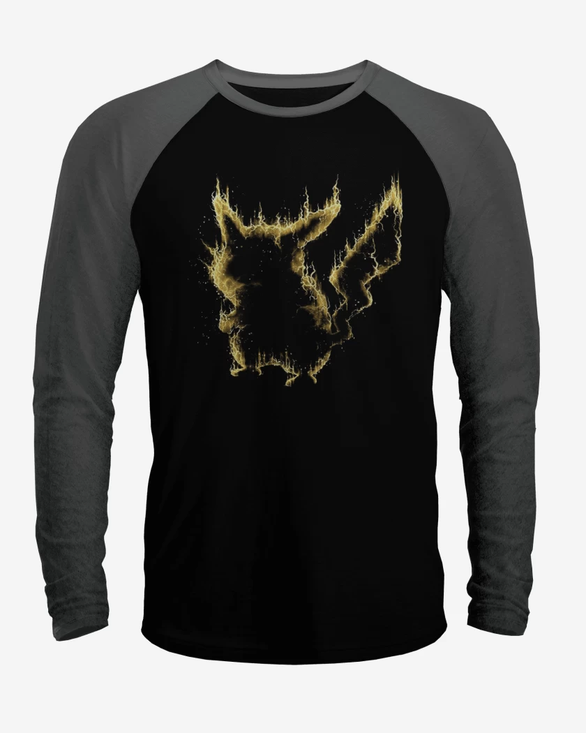 Polera Raglan Negro / Negro Heather de Tipo electrico I