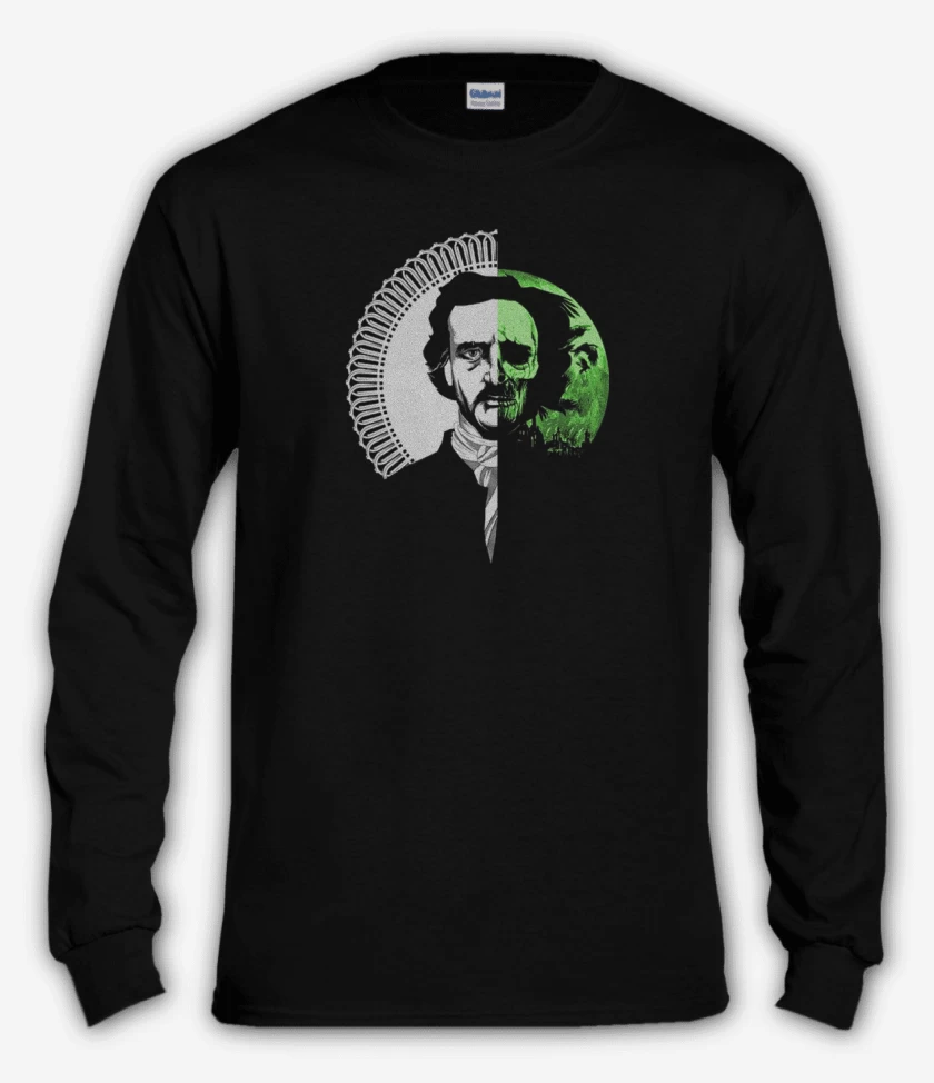 Polera manga larga Negro de Edgar Allan Poe