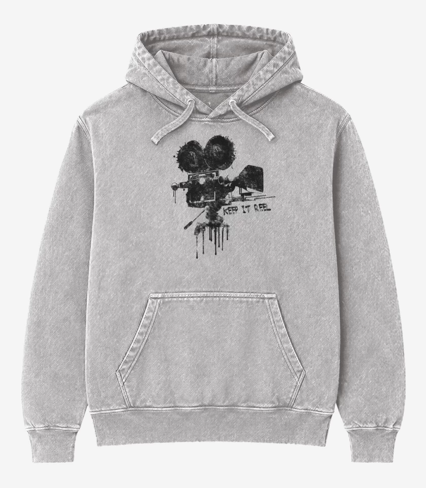 Poleron Canguro Acid Wash Gris Melange de Mantenlo en movimiento