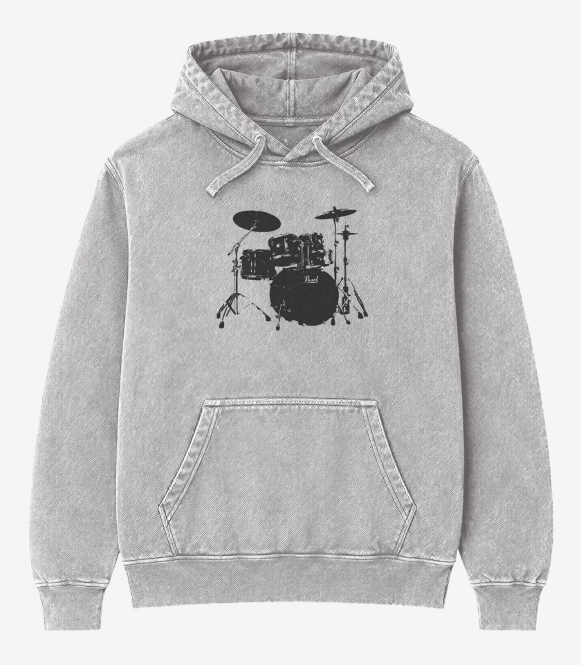 Poleron Canguro Acid Wash Gris Melange de Bataca Perla
