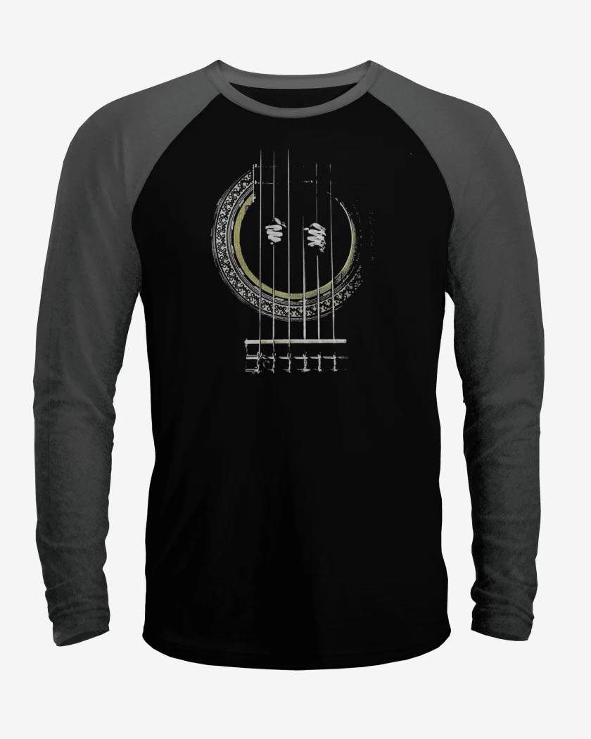Polera Raglan Negro / Negro Heather de Guitarra Prision